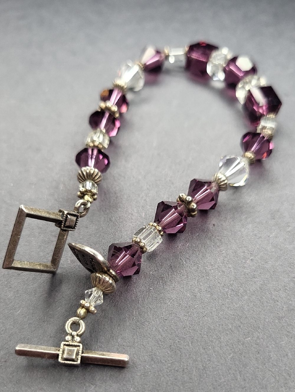 Purple Crystal Beaded Bracelet